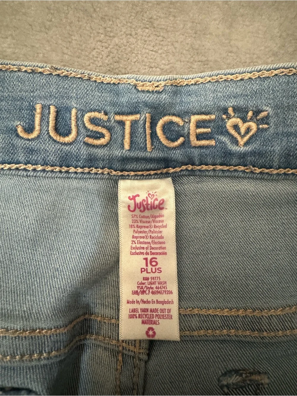 Justice Girls' Light Wash Star-Studded Distressed Jeans